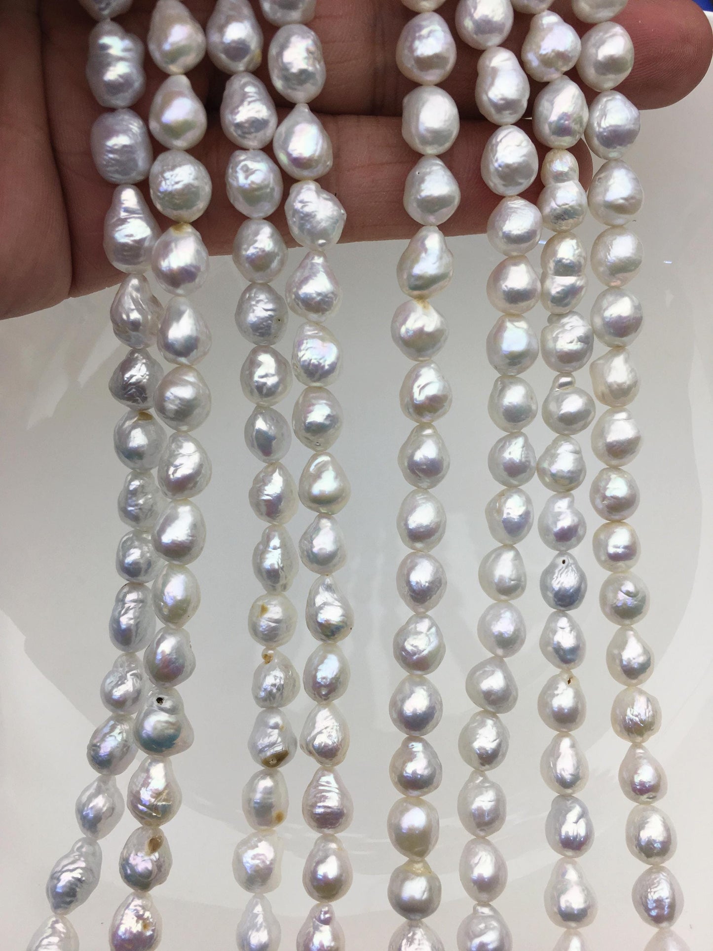 AA 7-8mm white baroque rice freshwater pearls,Cultured white freshwater pearls beads,pearl necklace,pearl wholesale,LR7-T8