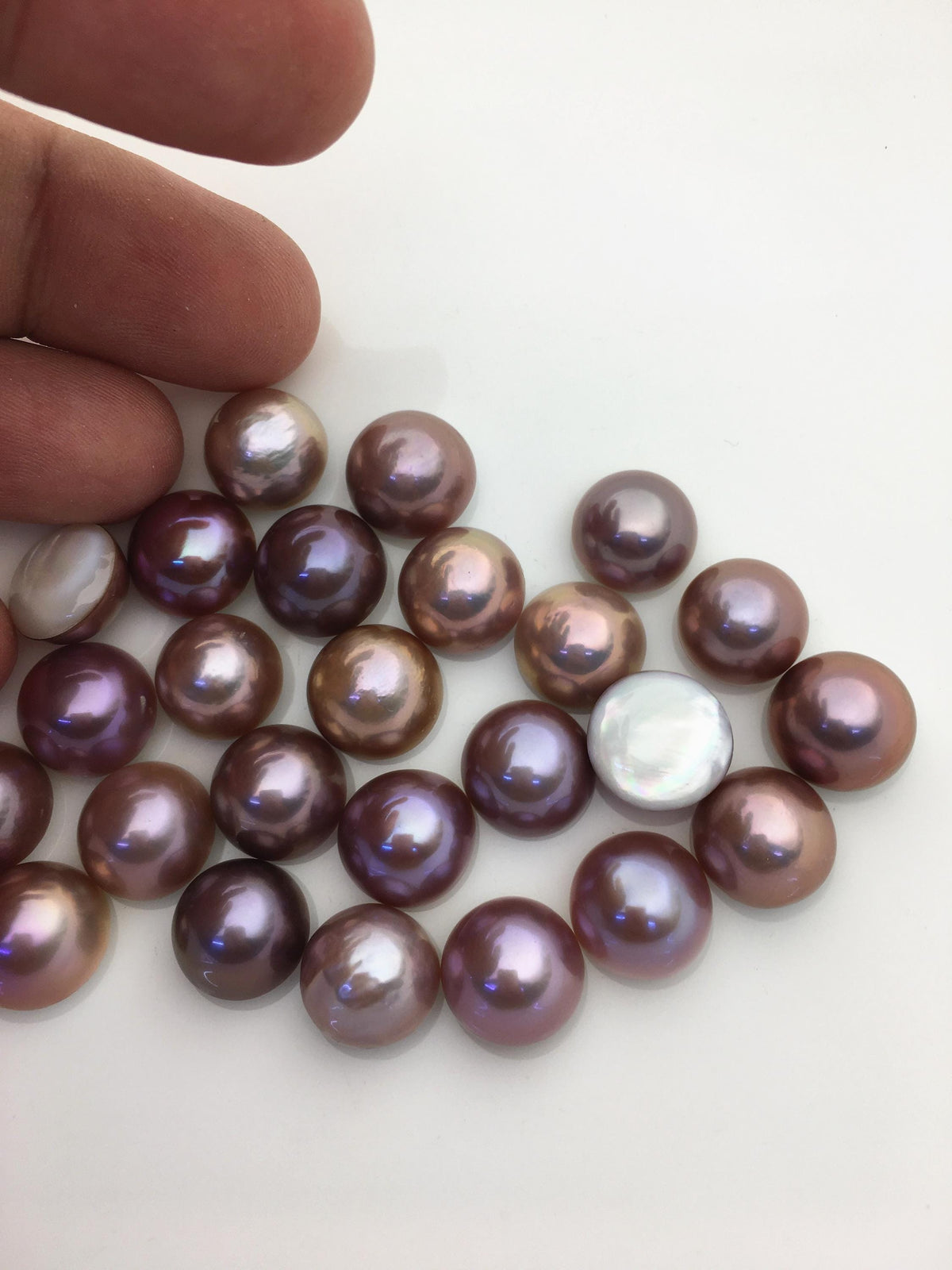 25pcs AAA 12-13mm Baroque Mabe Natural Purple Rainbow Freshwater Pearls,no hole,MB-T55