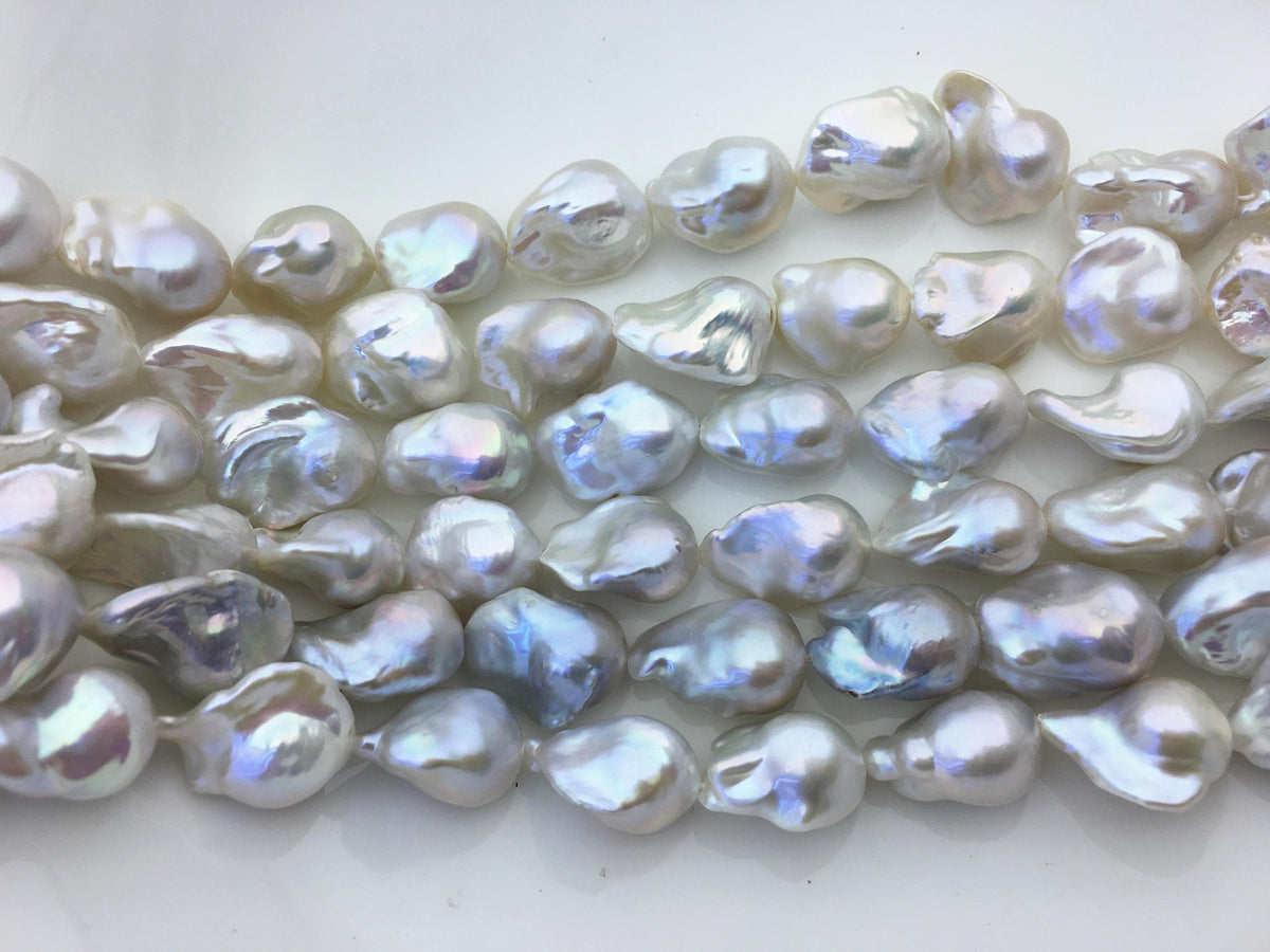 15.5'' AAA 13-15mm White flame ball freshwater pearl,FL15-3A-7-2