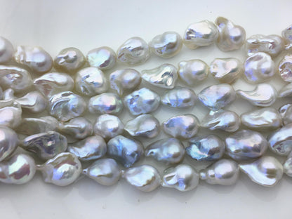 15.5'' AAA 13-15mm White flame ball freshwater pearl,FL15-3A-7-2