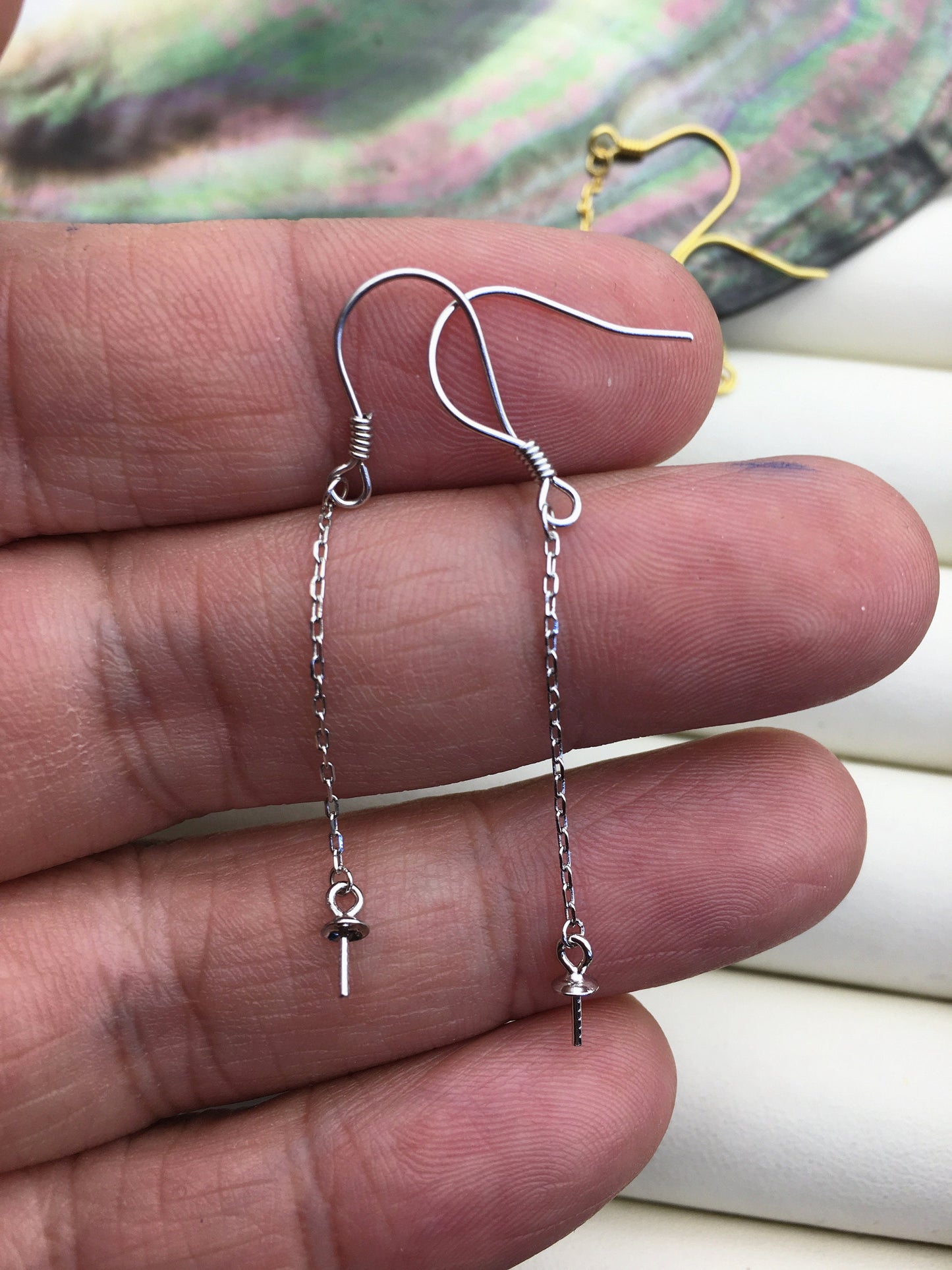 2 pairs Silver/Gold S925 Sterling Silver dangle hook,Sterling Silver, for dangle earrings,DIY,wholesale,ASL-ER-021