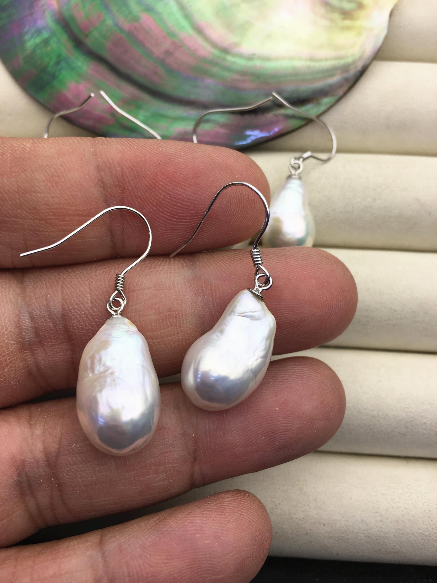 1 pair AAA 11-12mm white drop edison pearl dangle earrings,S925 Sterling Sliver earrings,wedding pearl earrings,SE3-T9-20
