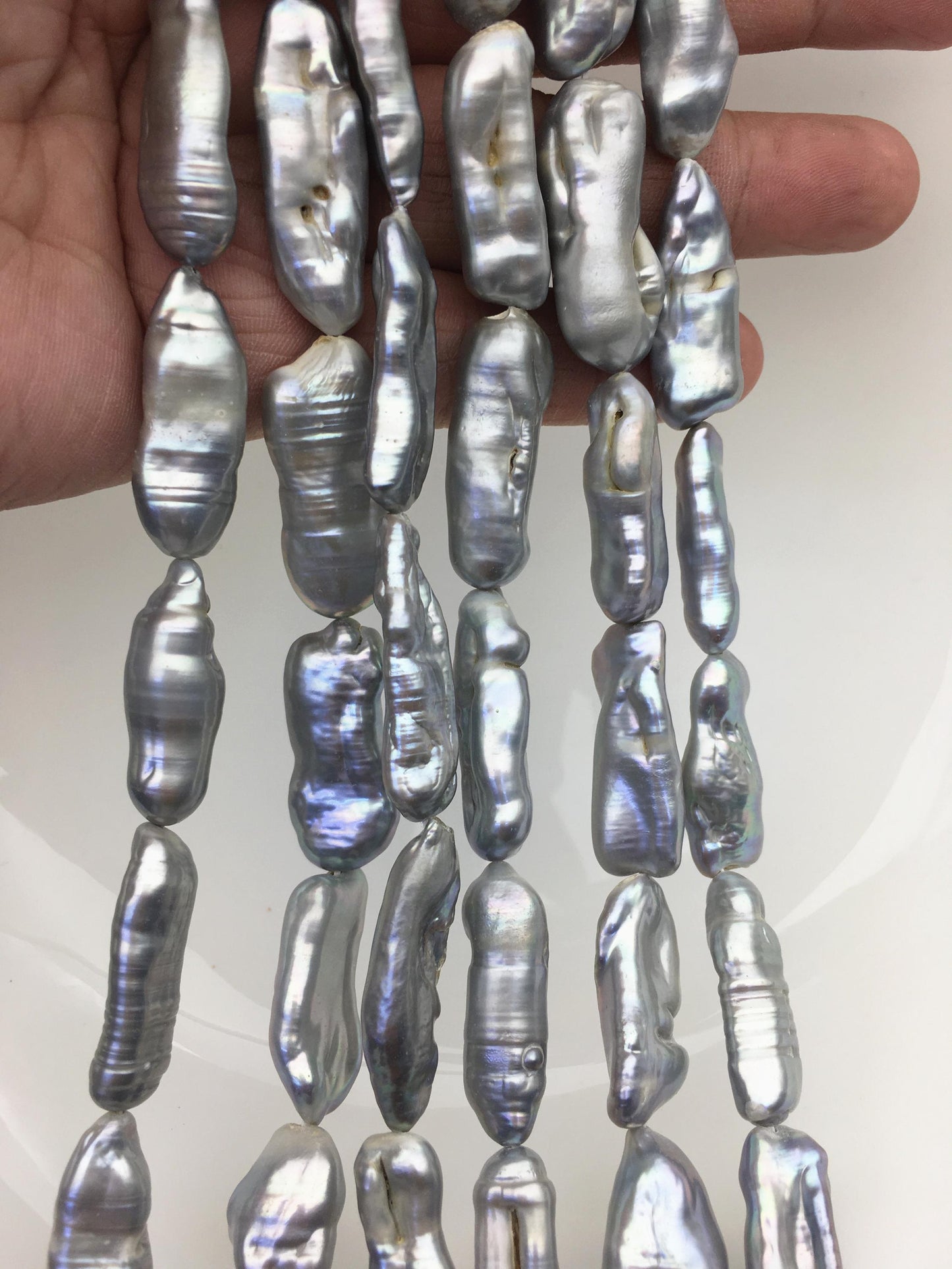 AA 9-12mm Gray Thick Biwa keshi Freshwater Pearl,ZS-200-83