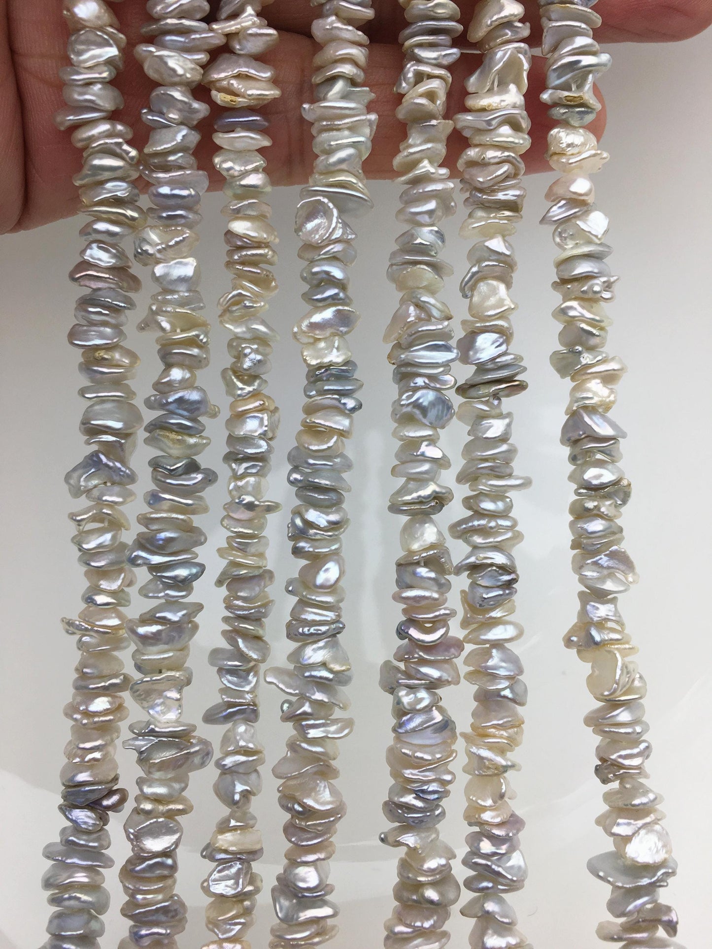 AAA/AA+ 6-7mm White Keshi Freshwater pearls,Center drilled,ZS-128-8
