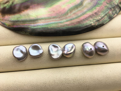 AAA 9-10mm Gray keshi pearls Pair,for make stud earrings,baroque pearl,loose pearl beads,very high luster,ZS-127-62-25