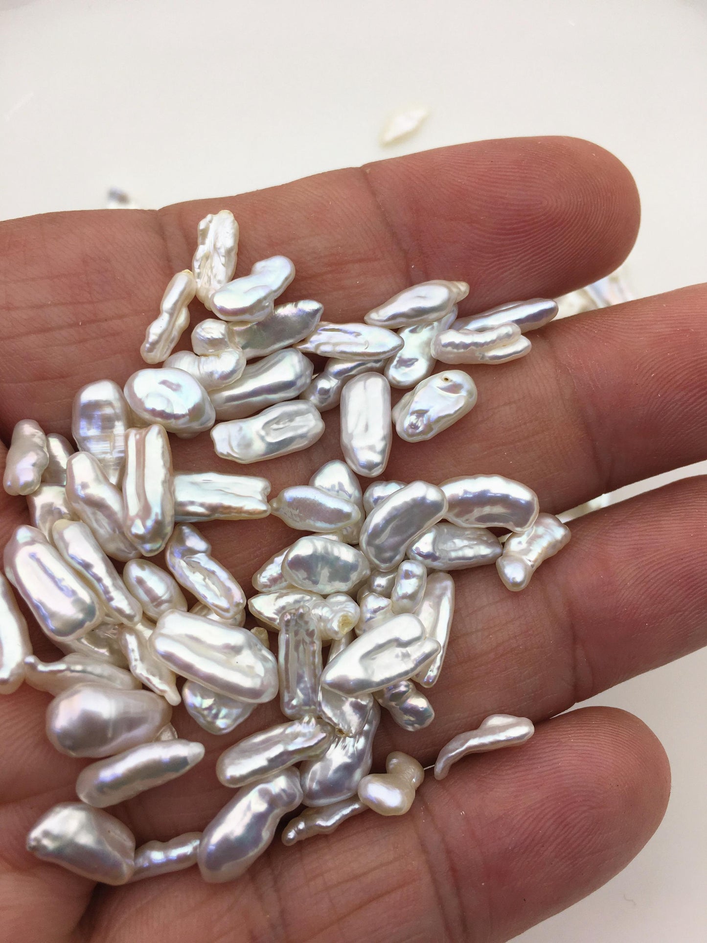 39grams AAA 3-7mm Small white keshi pearls,loose pearl beads,no hole,ZS-127-1-2