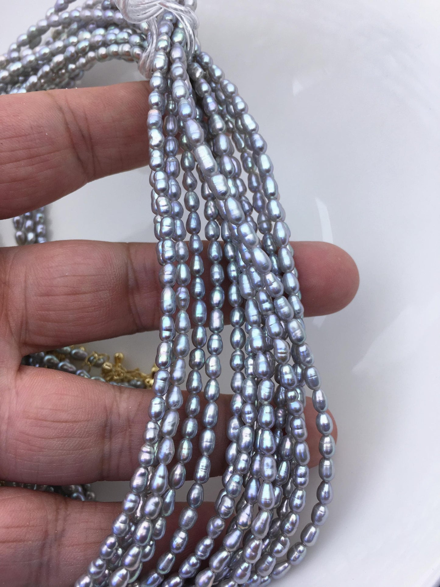 16+2'' AA+ 3-4mm tiny gray rice freshwater Pearl necklace,genuine freshwater Pearl necklace,Natural Pearl Necklace,NPN1-T50