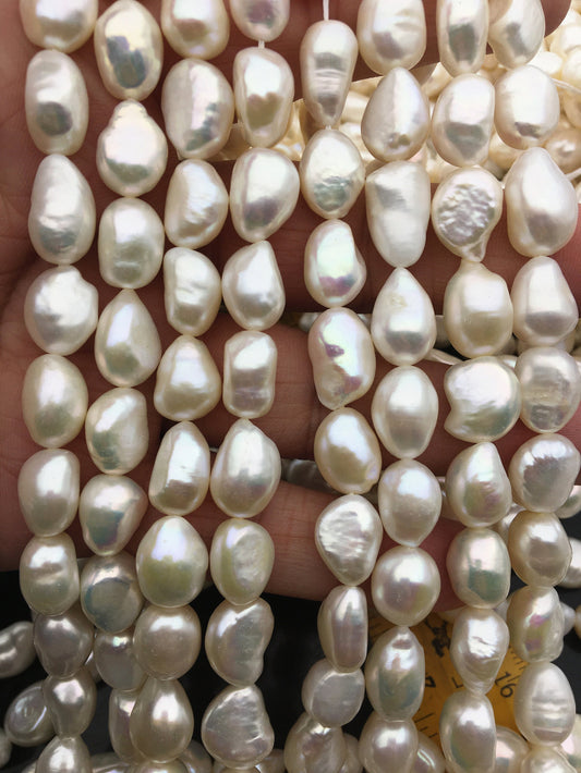 AA 9.5-10.4x12-14mm white LONG nugget pearls,Loose Pearls Bulk Supplies,Cultured Pearl Beads,,LM10-2A-18