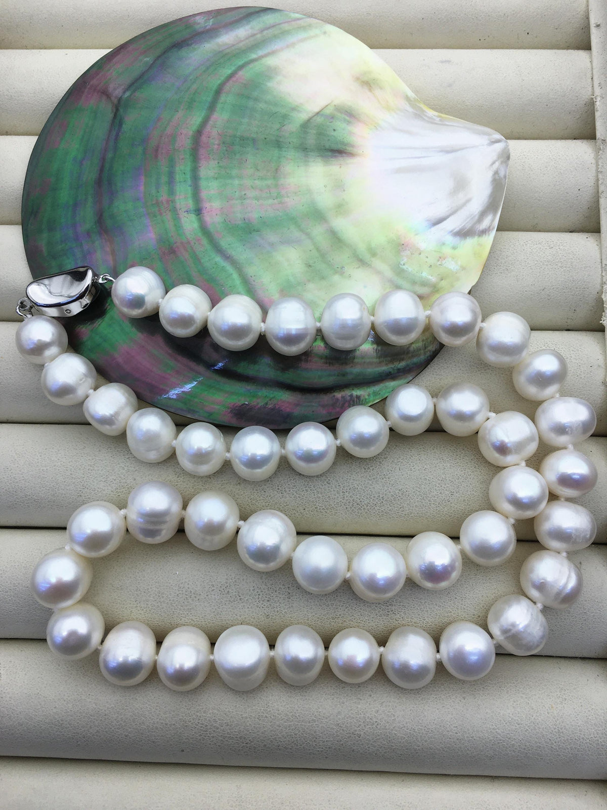 17.5 inches AA+ 9.3-10.3mm potato pearl Necklace,white Pearl necklace,NPN1-040