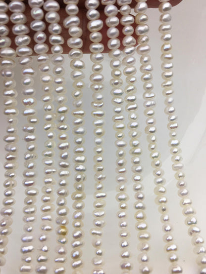 AA+ 4.5-5mm tiny White button round potato freshwater pearls,Rondelle pearl Beads,white freshwater pearl,loose strands,SM4-2A-1