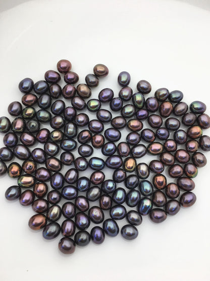 30pcs AAA 6.5-7mm green brown black rianbow freshwater pearl,0.7mm through hole,LR6-T2