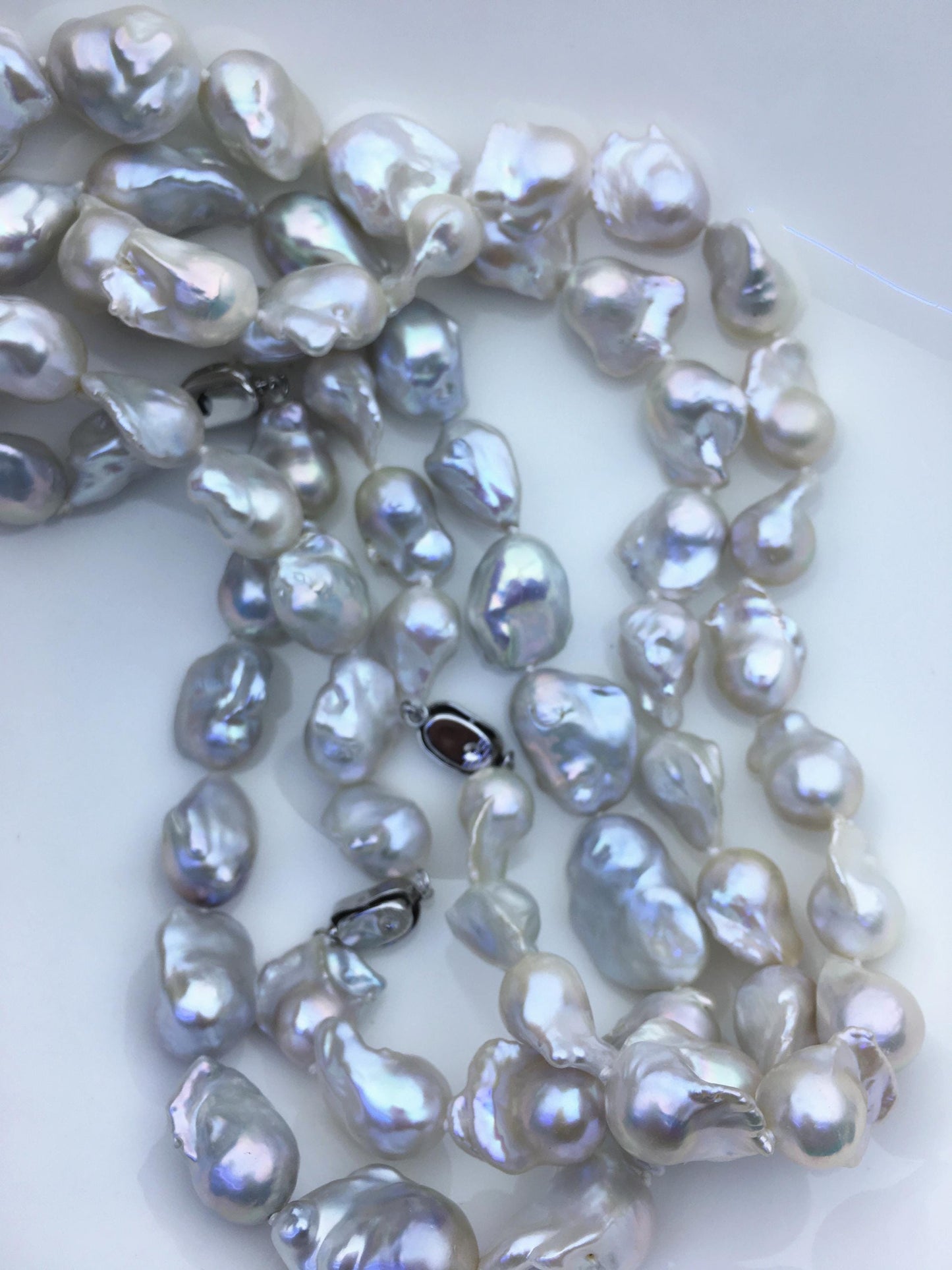 18'' AAA 13-17mm white baroque flame ball freshwater Pearl necklace,genuine freshwater Pearl necklace,NPN1-T63-1