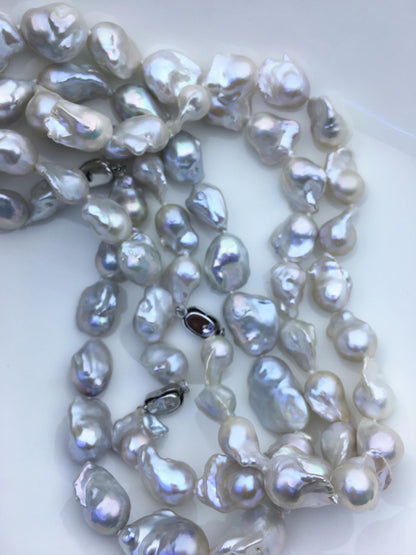 18'' AAA 13-17mm white baroque flame ball freshwater Pearl necklace,genuine freshwater Pearl necklace,NPN1-T63-1