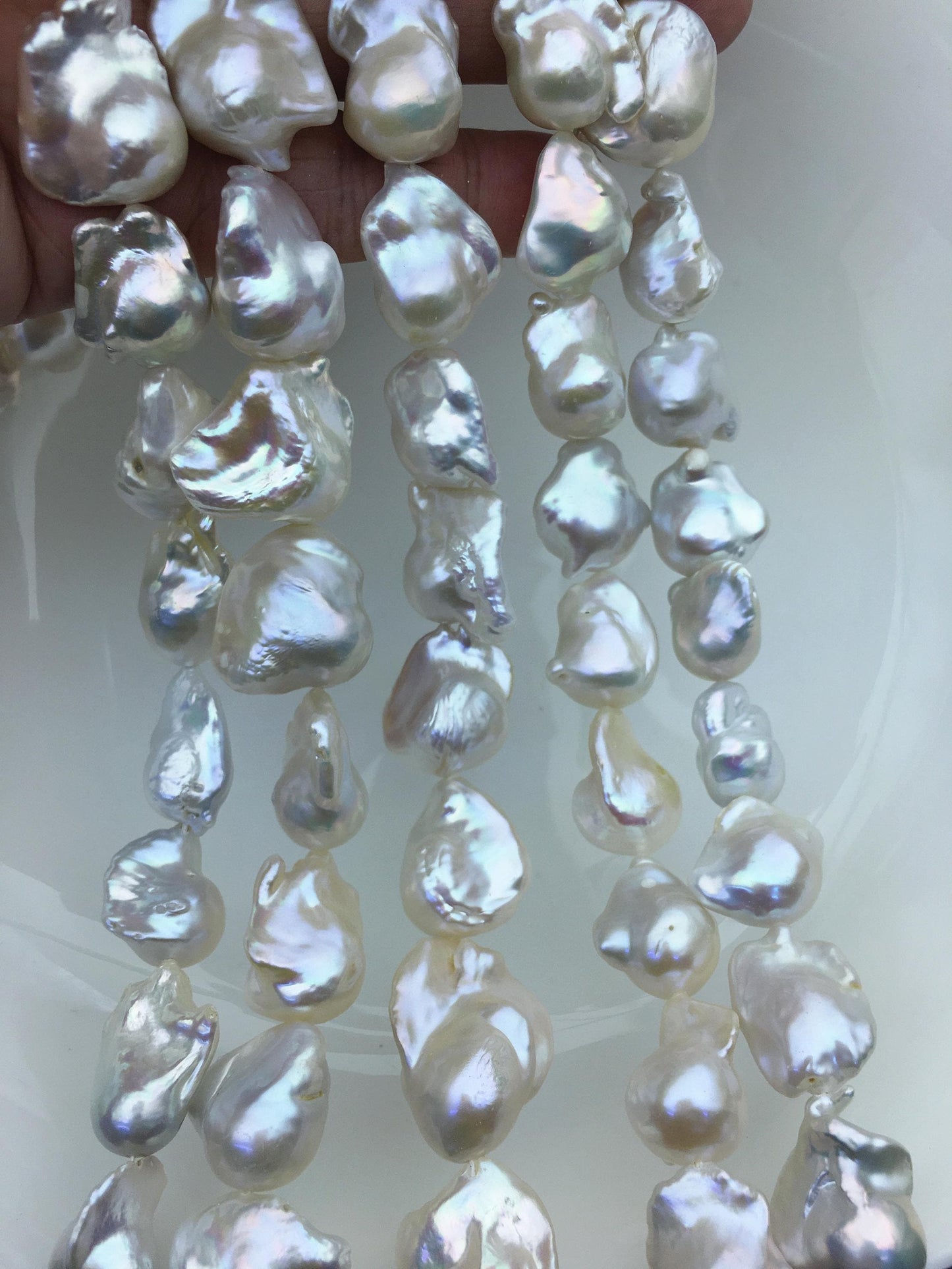 15.5'' AAA 13-17mm white flame ball pearl,FL15-3A-7-43