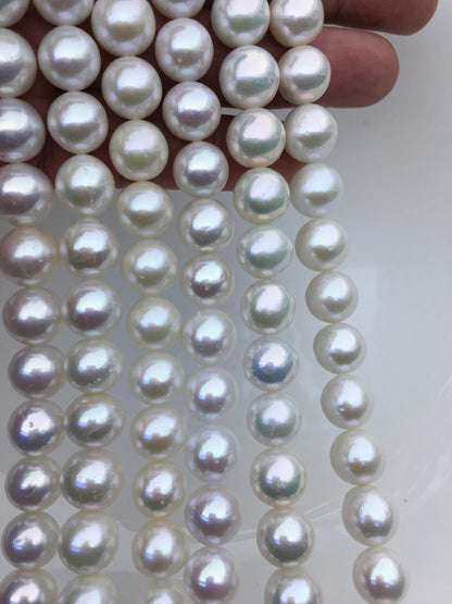 AAA- 10-12mm white round freshwater pearls,loose pearl beads,round pearl string,pearl necklace DIY jewelry material,RP11-3A-6