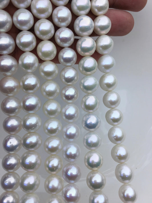 AAA- 10-12mm white round freshwater pearls,loose pearl beads,round pearl string,pearl necklace DIY jewelry material,RP11-3A-6
