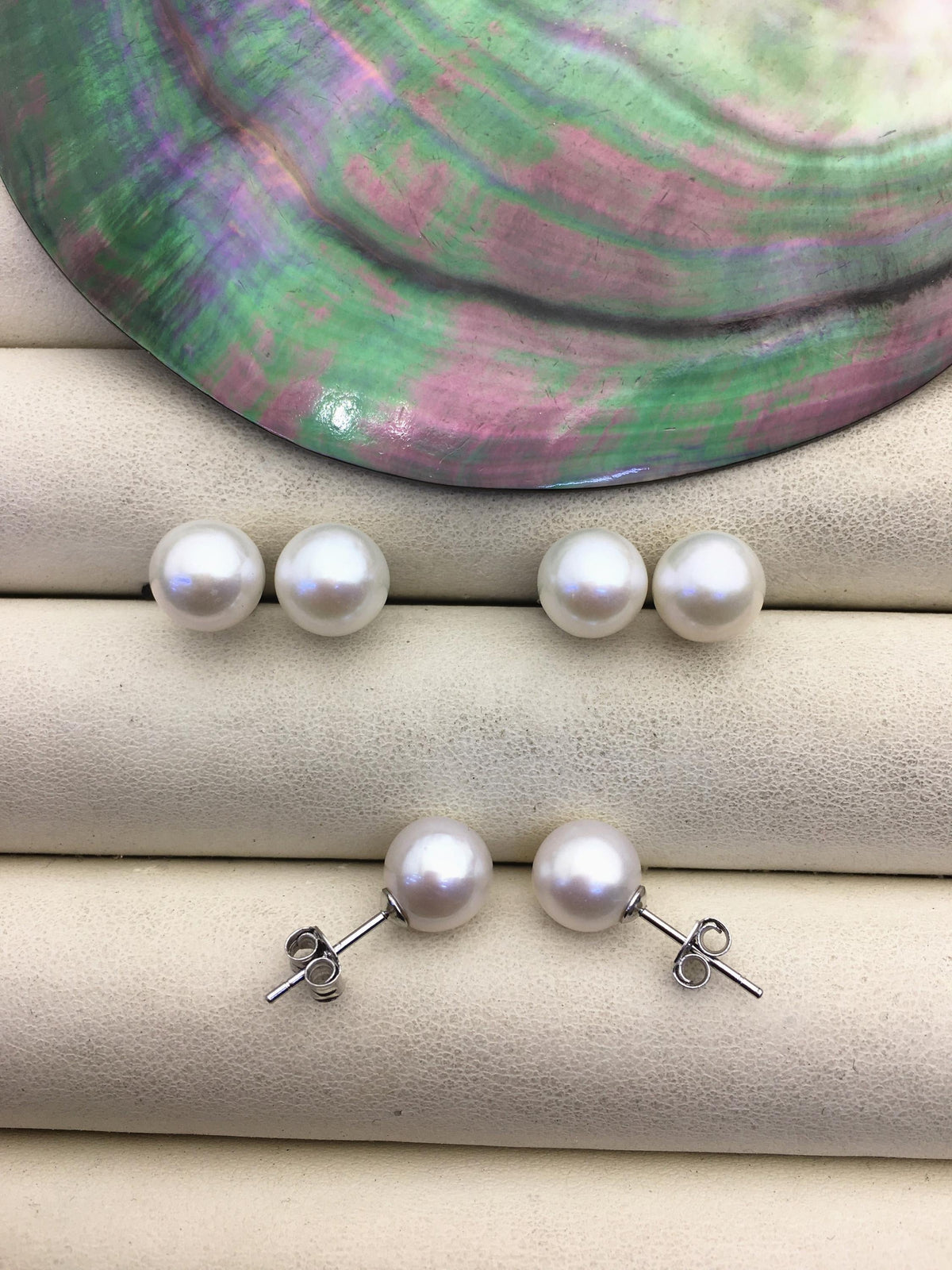 AAA 9-9.5mm White Round Fresh Water pearl stud earrings,Bridal Earrings-Wedding Jewelry-Bridal jewelry-Birthday gift,SE3-090