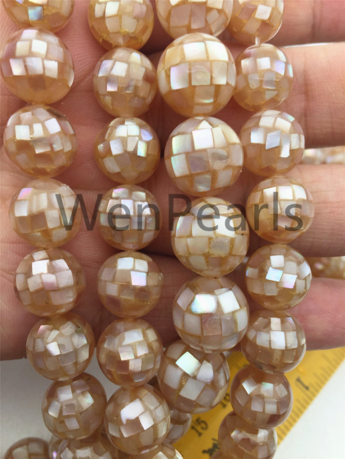 4pcs 10/12/14/16mm Pink Mosaic Shell Beads,GSHE-001-8