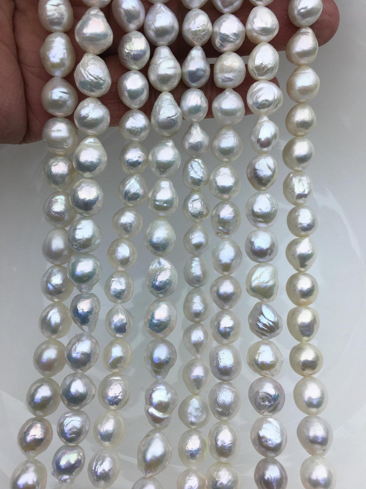 AA+ 8-10mm white baroque drop Edison Freshwater Pearl,ED10-2A-2-43