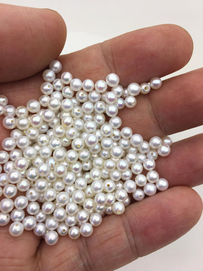 10pcs AAA 4-4.5mm seed round freshwater pearl bead,white freshwater round loose pearl wholesale,tiny pearl supply,RP4-3A-7