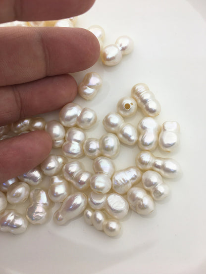 15pcs AA 11-12mm White Gourd baroque pearls, 0.9mm top half hole,DIY,ZS-T1