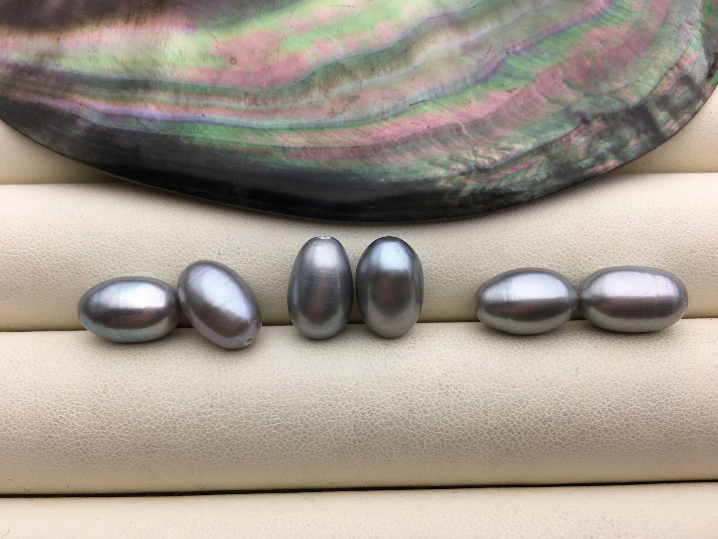 2 pairs AAA 8-8.5mm white/gray long rice freshwater pearls pairs,for dangle pearl earrings,LR8-3A-87