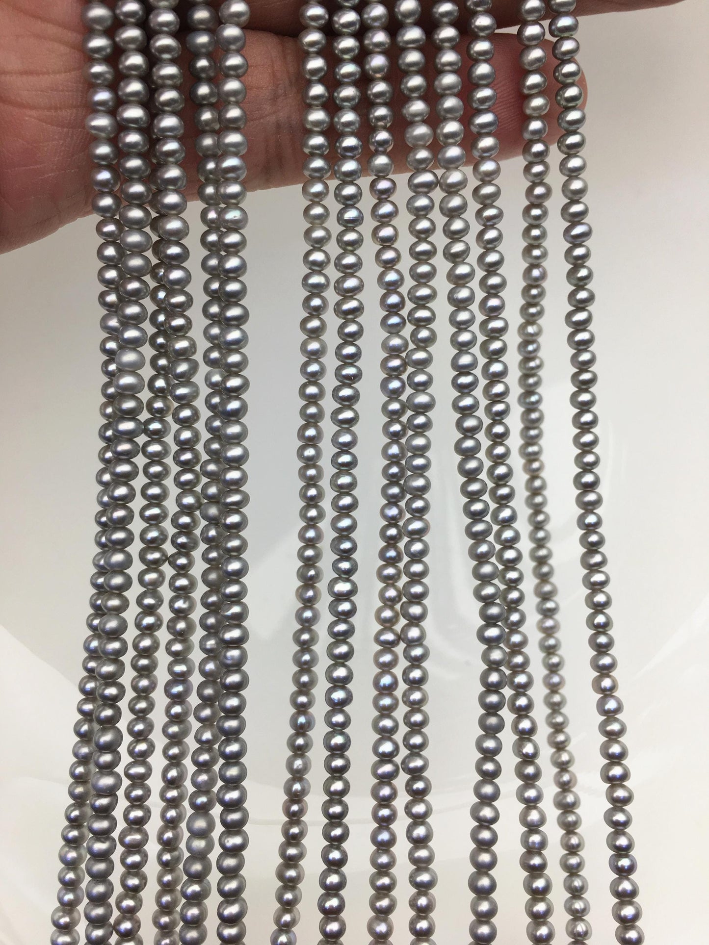 AAA 3-3.5mm Gray tiny button freshwater pearls,Rondelle pearl Beads,SM3-3A-32