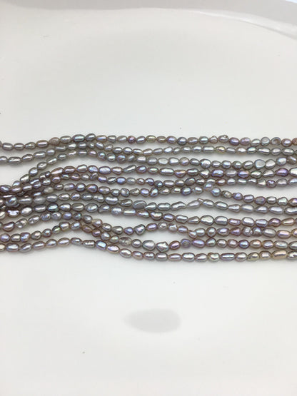 AAA 2.5-3.1mm gray nugget seed pearls,irregular nugget freshwater pearl strand,cheap price,pearl factory china,LM2-3A-24