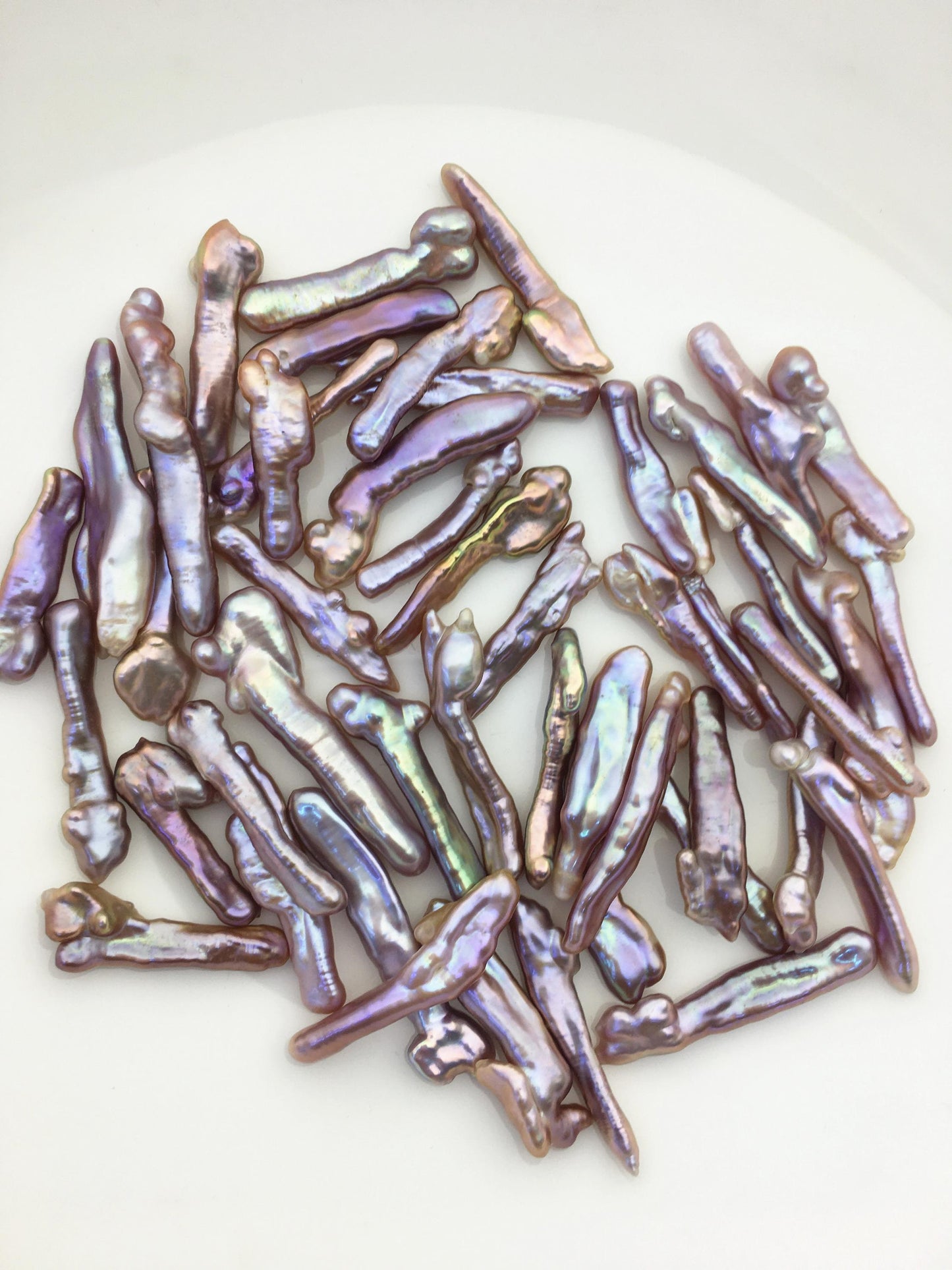 48pcs AAA 3-5mm natural purple rainbow Toothpick Freshwater Pearls, no hole,ZS-80-34