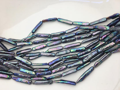 15.5'' AAA 5-6mm Black Blue rectangle pearls,ZS-80-25-19
