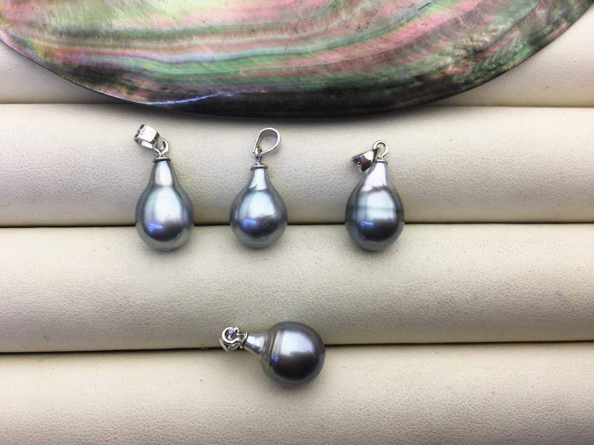 1pc 8-10mm Long Tail Drop Tahitian Pearl Pendant, Sterling silver Pendant,natural color sea pearl,pearl necklace - NC1-024