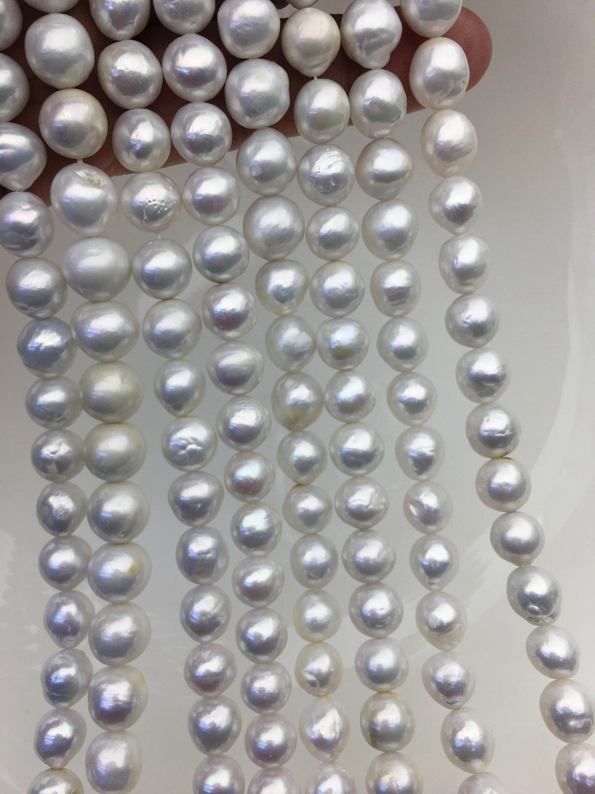 AA 8-9mm white baroque near round freshwater pearls,large hole,loose pearl beads material ,gift for her necklace,Cultured pearl,RP8-T1