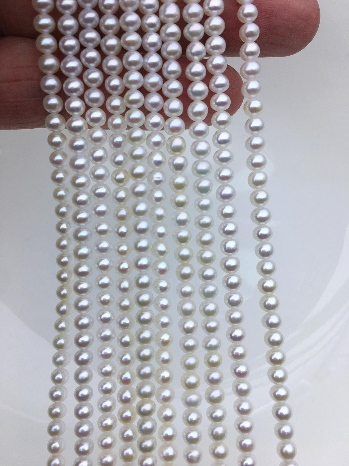 AAA 4-4.5mm white button near round freshwater pearls,4mm seed pearl,white round pearl,full strand,pearl wholesale,RP4-3AY-GJ-2