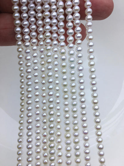 AAA 4-4.5mm white button near round freshwater pearls,4mm seed pearl,white round pearl,full strand,pearl wholesale,RP4-3AY-GJ-2