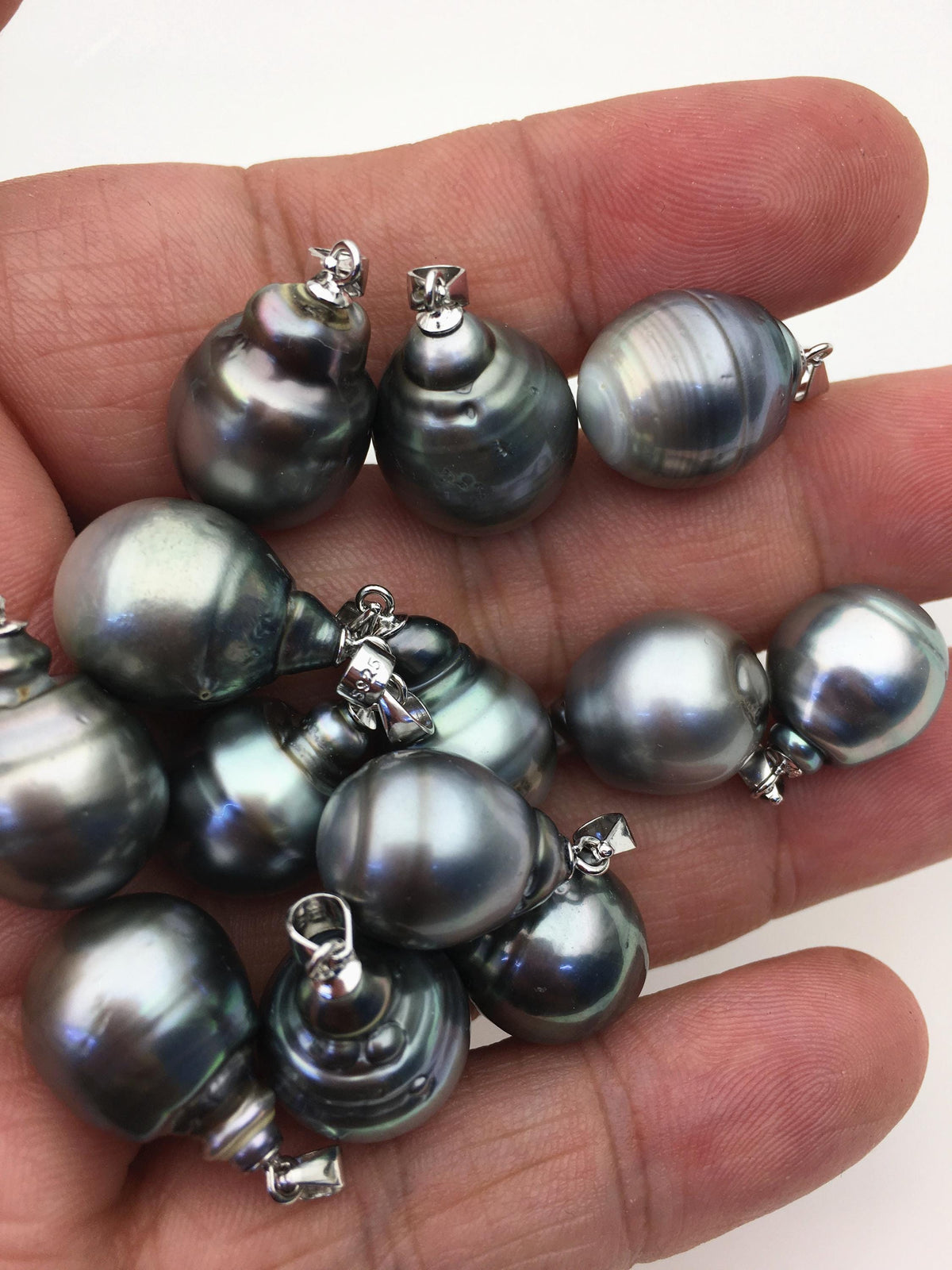 1pc 11-15mm Big Genuine Gray Rice Tahitian Pearl Pendant, natural color sea pearl,pearl necklace - NC1-T50