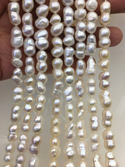 AAA 8-10mm flat Gourd baroque pearls-Grade White Baroque Gourd,DIY,high luster,ZS-114-14