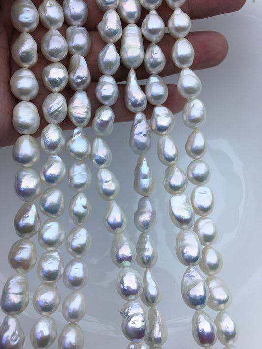 AA+ 9-11mm white baroque drop Edison Freshwater Pearl,ED12-2A-5-51
