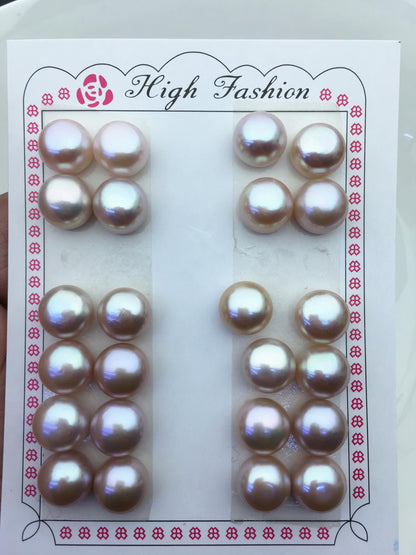 1 pair AAA 11.5-12mm purple big button round freshwater pearls pair,BTN12-T4