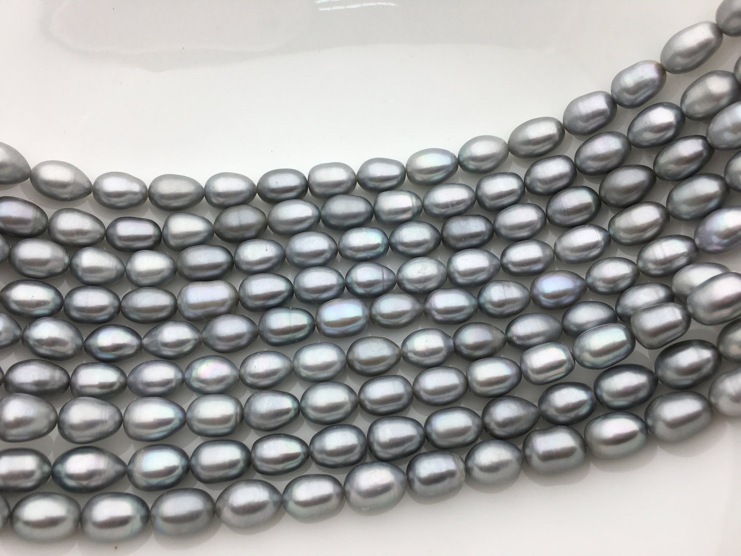 AA+ 8.4-9.3x11-13mm Gray long rice Freshwater pearl,for leather pearl necklace,Cultured pearl,white oval pearl necklace,LR9-T9