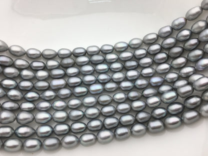 AA+ 8.4-9.3x11-13mm Gray long rice Freshwater pearl,for leather pearl necklace,Cultured pearl,white oval pearl necklace,LR9-T9