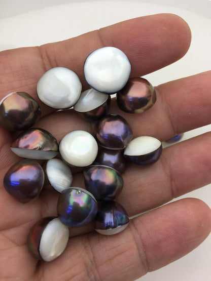 30pcs AAA 11-14mm Black Baroque Freshwater Mabe Rainbow Freshwater Pearls,no hole,MB-T14