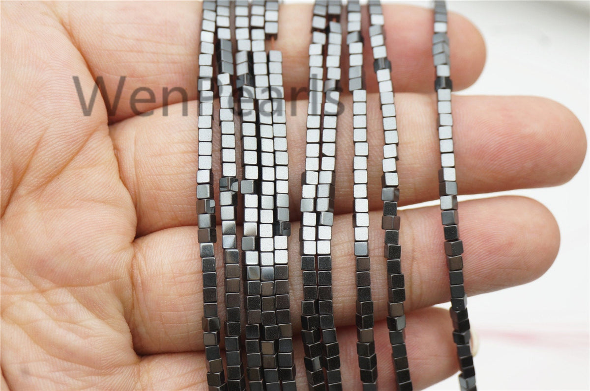 Hematite,1mm,2mm,3mm,4mm cube square Beads,AAA, SELECT SIZE,15.5 inches,G50-CU14-001
