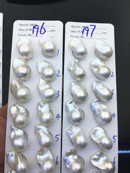 AAA 13-15x18-22mm White Flame ball Pearl Pairs - large Baroque freshwater pearl pairs,top half hole,FL15-3A-8-76