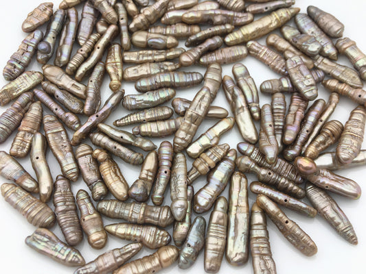 10pcs AA 5-7mm brown Biwa Freshwater loose Pearls,center drill hole,ZS-104-8