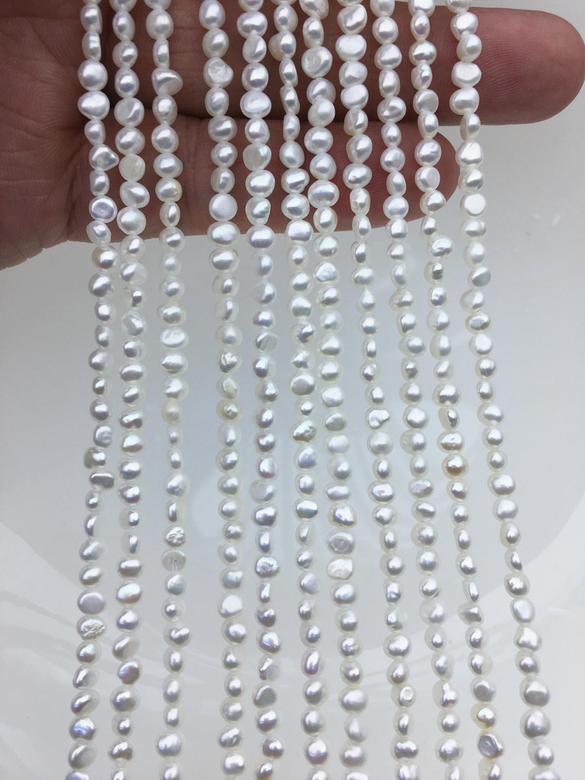 AAA 3-3.5mm Tiny white irregular nugget freshwater pearls,LM3-3A-1