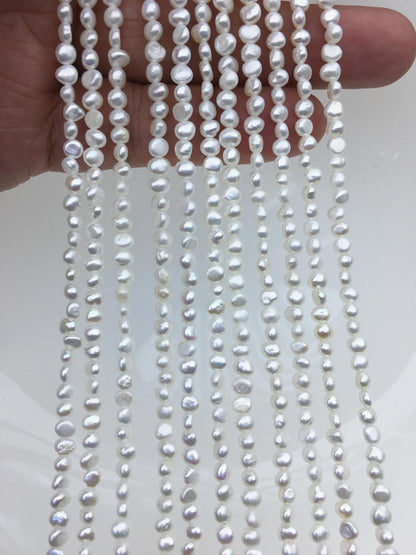 AAA 3-3.5mm Tiny white irregular nugget freshwater pearls,LM3-3A-1