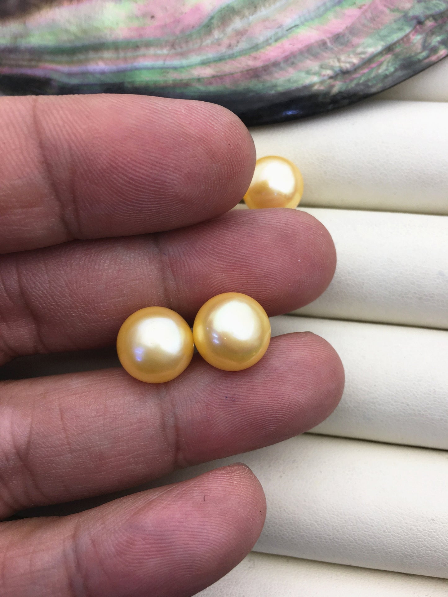 1 pair AAA 10.5-11mm Yellow Pearl stud earrings, bridal,wedding party earrings,SE1-T11