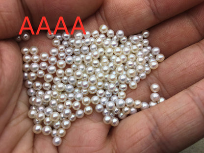 10pcs AAAA 3-3.5mm ROUND seed pearl bead,tiny pearls,white freshwater round loose pearl wholesale,no hole,half drilled,RP3-4A-1