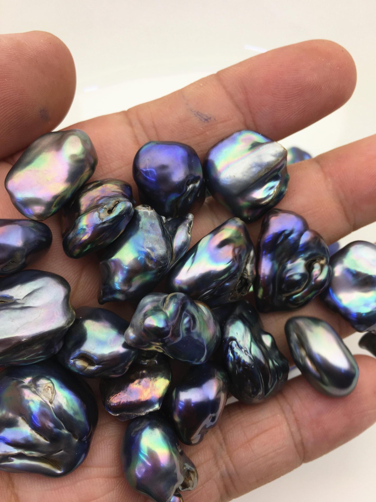 49pcs A 12-21mm black blue green keshi freshwater pearls, no hole,ZS-T34