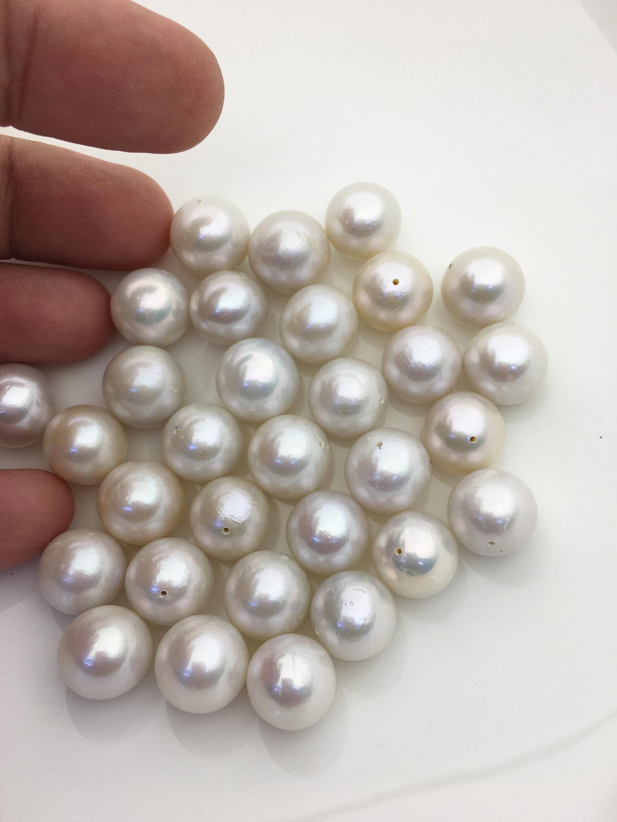 10pcs AA 13-14mm White Round edison freshwater pearl,half hole,RP13-T4